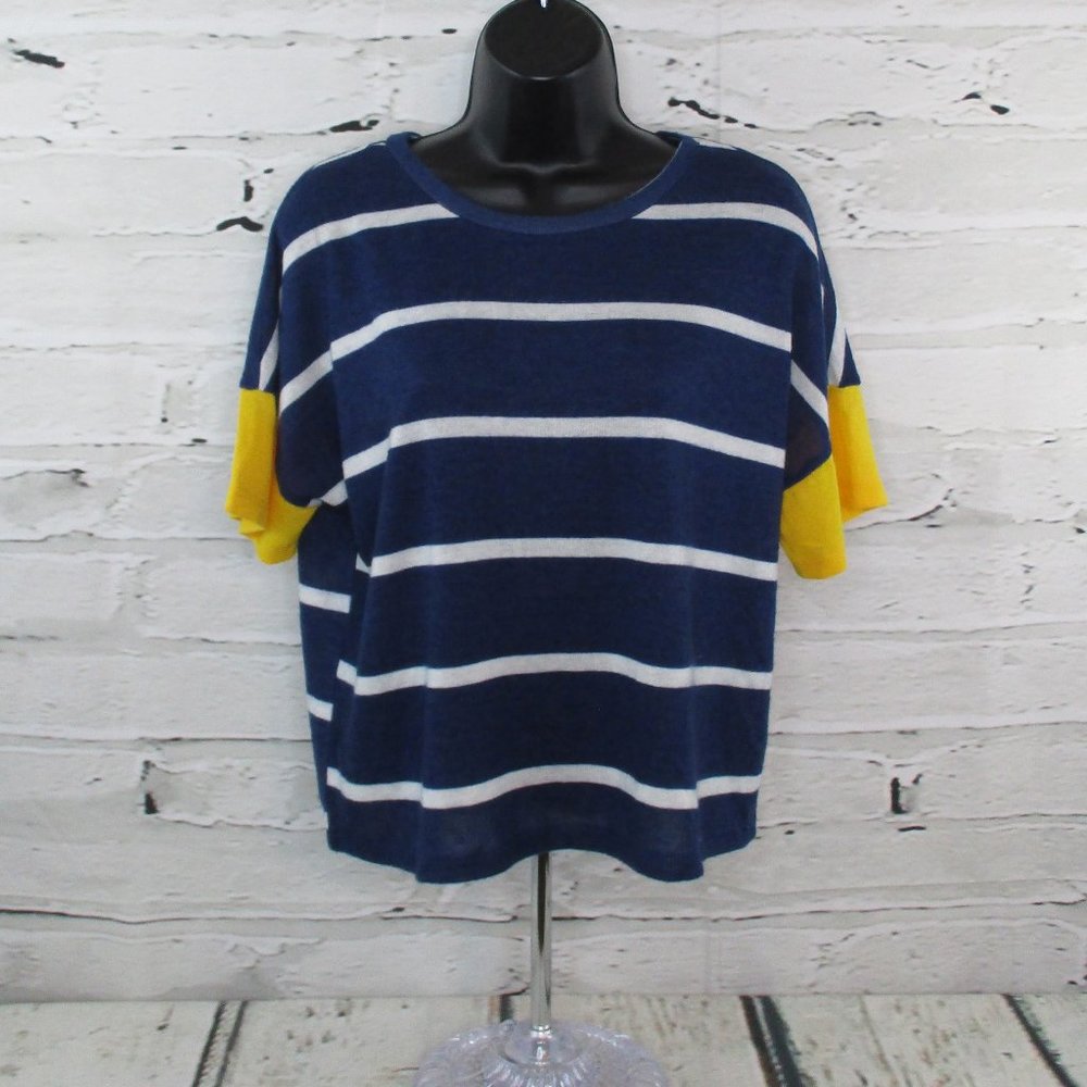 Selfie Juniors Striped Contrast Sleeve Top